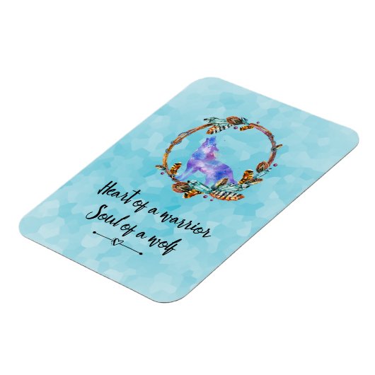 タイポグラフィ引用文と水の色ウルフボホスタイル マグネット (左側)