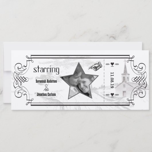 タイポグラフィ引用文チャペルチケット結婚式招待状 招待状 (裏面)