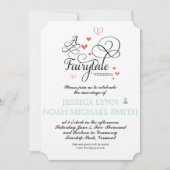 タイポグラフィ引用文ミント&コーラルフェアリー結婚タール 招待状 (正面)