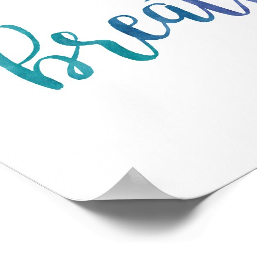 タイポグラフィ引用文息やる気を起こさせる水色 ポスター (角)