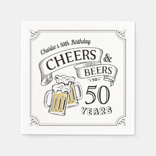 タイポグラフィ応援とビアーズエイジ誕生日 スタンダードカクテルナプキン (正面)