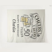 タイポグラフィ応援とビアーズエイジ誕生日 タペストリー (正面(横))