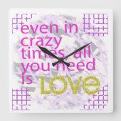 タイポグラフィ愛のインスピレーション スクエア壁時計 (正面)