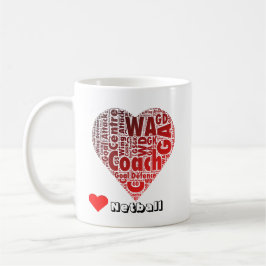 タイポグラフィ愛ネットボールの位置およびコーチ コーヒーマグカップ
