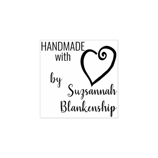 タイポグラフィ手作り名前をカスタムするカーリーハート ラバースタンプ (インプリント)