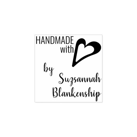 タイポグラフィ手作り名前をカスタムするハート概要 ラバースタンプ (インプリント)