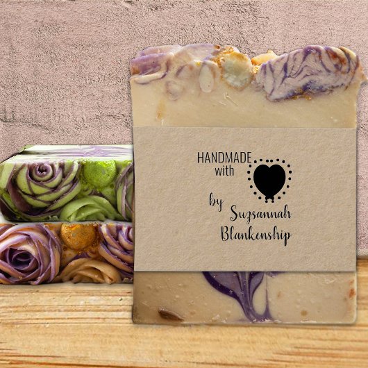 タイポグラフィ手作り名前をカスタムする水玉模様ハート ラバースタンプ