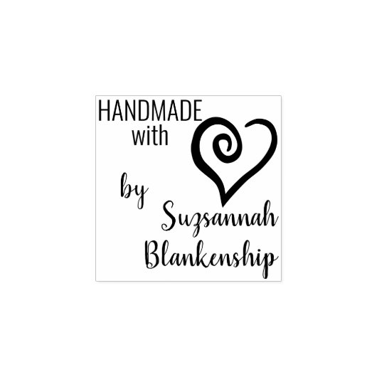 タイポグラフィ手作り名前をカスタムする脂肪巻きハート ラバースタンプ (インプリント)