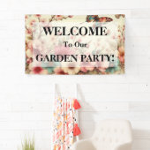 タイポグラフィ文字フローラさくらんぼ花水色 横断幕 (インサイチュ)