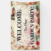 タイポグラフィ文字フローラさくらんぼ花水色 横断幕 (縦)