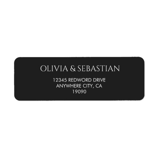タイポグラフィ文字ブラック差出人住所ラベル ラベル (正面)