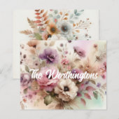 タイポグラフィ文字紅葉と花の水色 (正面/裏面)