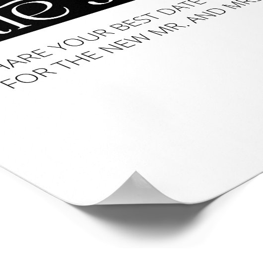 タイポグラフィ日付の夜アイディア。日付jarブライダルゲーム ポスター (角)