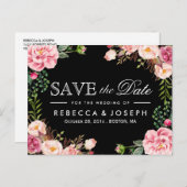 タイポグラフィ日付を保存するロマンチモダンックフローラ 案内ポストカード (正面/裏面)