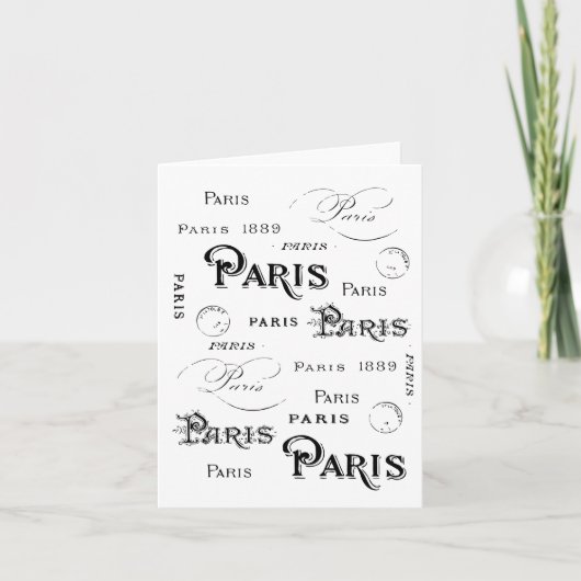 タイポグラフィ書道パリフランスエッフェルタワー カード (正面)