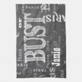 タイポグラフィ書道パリフランスエッフェルタワー キッチンタオル (縦)