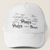 タイポグラフィ書道パリフランスエッフェルタワー キャップ (正面)