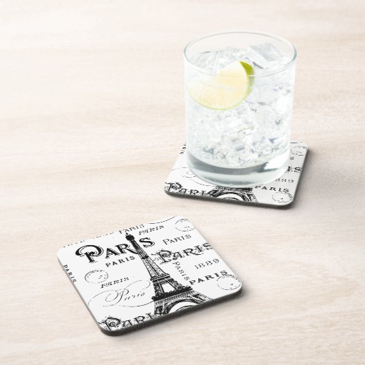 タイポグラフィ書道パリフランスエッフェルタワー コースター (右側)