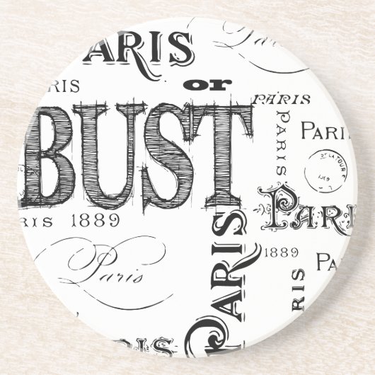 タイポグラフィ書道パリフランスエッフェルタワー コースター (正面)