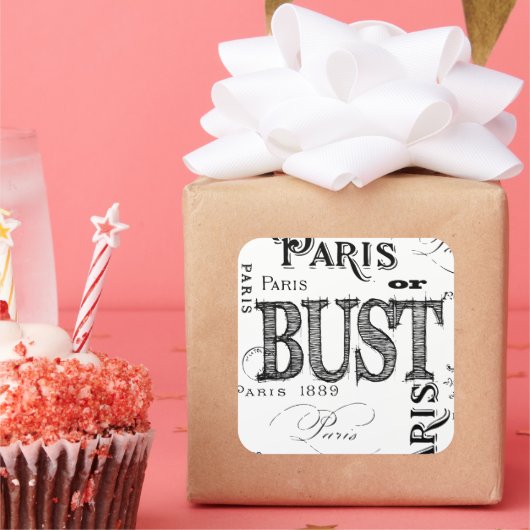 タイポグラフィ書道パリフランスエッフェルタワー スクエアシール (パーティー)