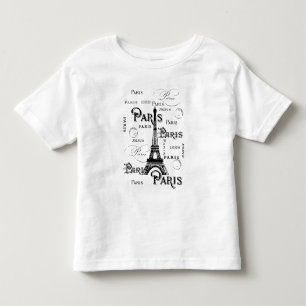 タイポグラフィ書道パリフランスエッフェルタワー トドラーTシャツ