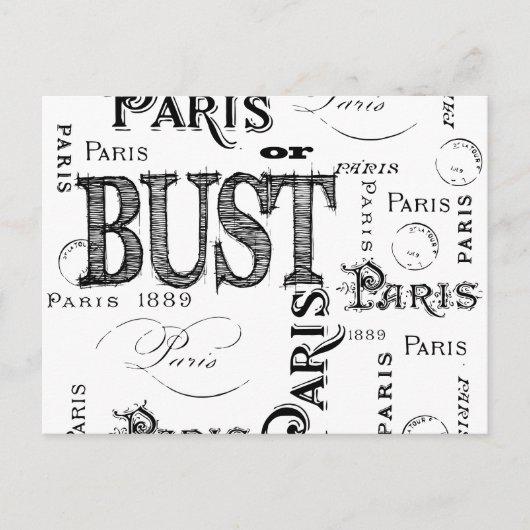 タイポグラフィ書道パリフランスエッフェルタワー ポストカード (正面)