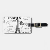 タイポグラフィ書道パリフランスエッフェルタワー ラゲッジタグ (正面横)