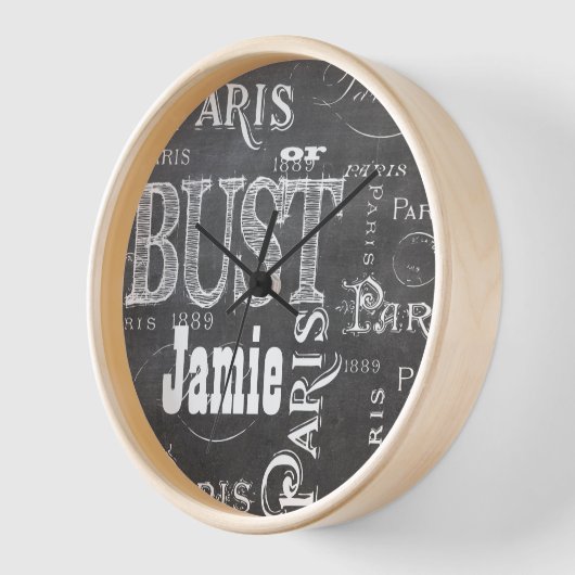タイポグラフィ書道パリフランスエッフェルタワー 壁時計 (傾斜)