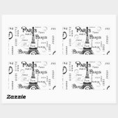 タイポグラフィ書道パリフランスエッフェルタワー 長方形シール (シート)