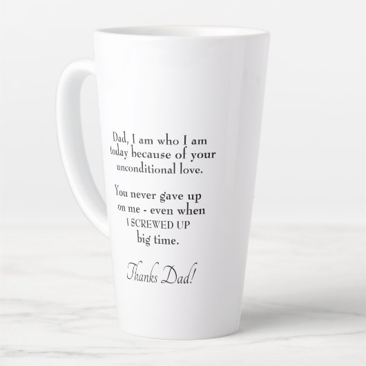 タイポグラフィ最高のパパ(World Unconditional Lov) カフェラテマグ (左アングル)