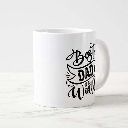 タイポグラフィ最高のパパ(World Unconditional Lov) ジャンボコーヒーマグカップ (正面右)