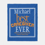 タイポグラフィ最高の介護士エバーブルー フリースブランケット (正面)