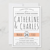 タイポグラフィ桃結婚のリハーサル 招待状 (正面)