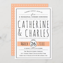 タイポグラフィ桃結婚のリハーサル 招待状