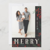 タイポグラフィ植物写真メリー シーズンカード (正面)