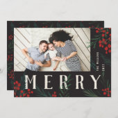 タイポグラフィ植物写真メリー シーズンカード (正面/裏面)