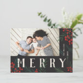 タイポグラフィ植物写真メリー シーズンカード (スタンド正面)