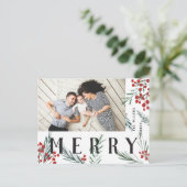 タイポグラフィ植物写真メリー シーズンポストカード (スタンド正面)