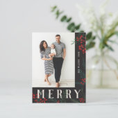 タイポグラフィ植物写真メリー シーズンポストカード (スタンド正面)