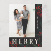 タイポグラフィ植物写真メリー シーズンポストカード (正面)