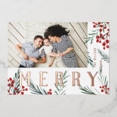 タイポグラフィ植物写真メリー 箔シーズンカード (正面)