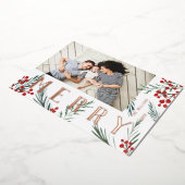 タイポグラフィ植物写真メリー 箔シーズンカード (回転した状態)