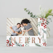 タイポグラフィ植物写真メリー 箔シーズンカード (立ち正面)