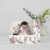 タイポグラフィ植物写真メリー 箔シーズンポストカード (立ち正面)