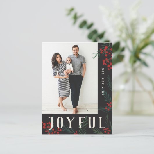 タイポグラフィ植物写真喜び シーズンポストカード (スタンド正面)