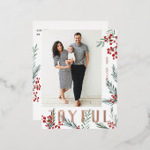 タイポグラフィ植物写真喜び 箔シーズンポストカード (正面/裏面)