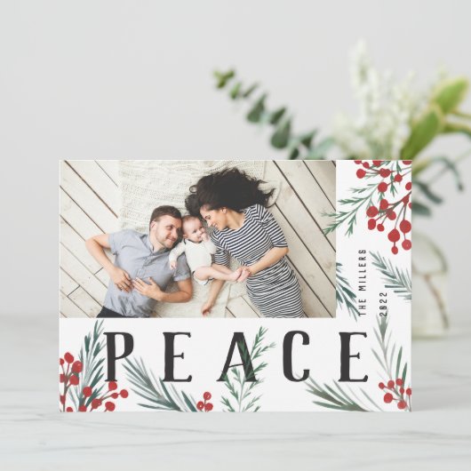 タイポグラフィ植物写真平和 シーズンカード (スタンド正面)