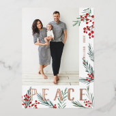 タイポグラフィ植物写真平和 箔シーズンカード (正面)