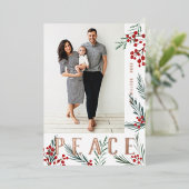 タイポグラフィ植物写真平和 箔シーズンカード (立ち正面)