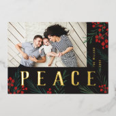 タイポグラフィ植物写真平和 箔シーズンカード (正面)